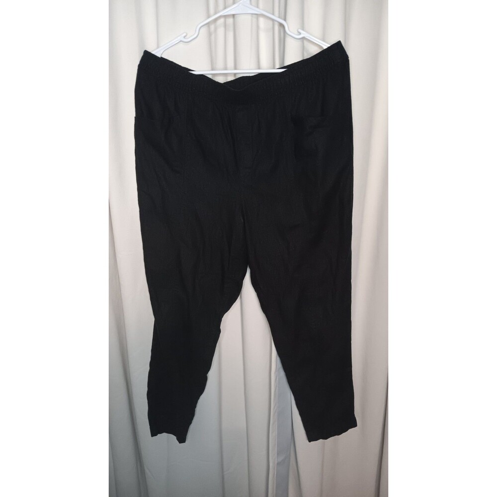 Old Navy Women's Large Linen Rayon Viscose Blend Cropped Black Pull On Pants